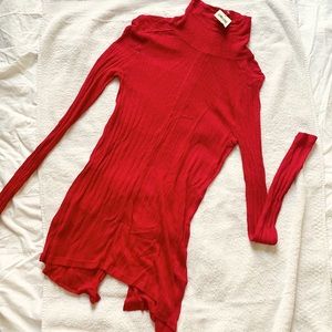 Lucky Brand Womens High Low Knit Turtleneck Ribbed